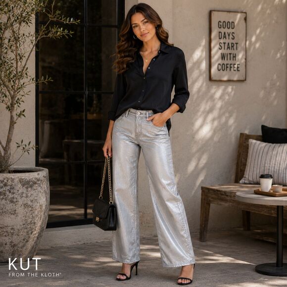 Kut from the Kloth Denim - KUT FROM THE KLOTH Womens New Jeans Silver Dark 6 Miller Wide Leg KP1965MA4